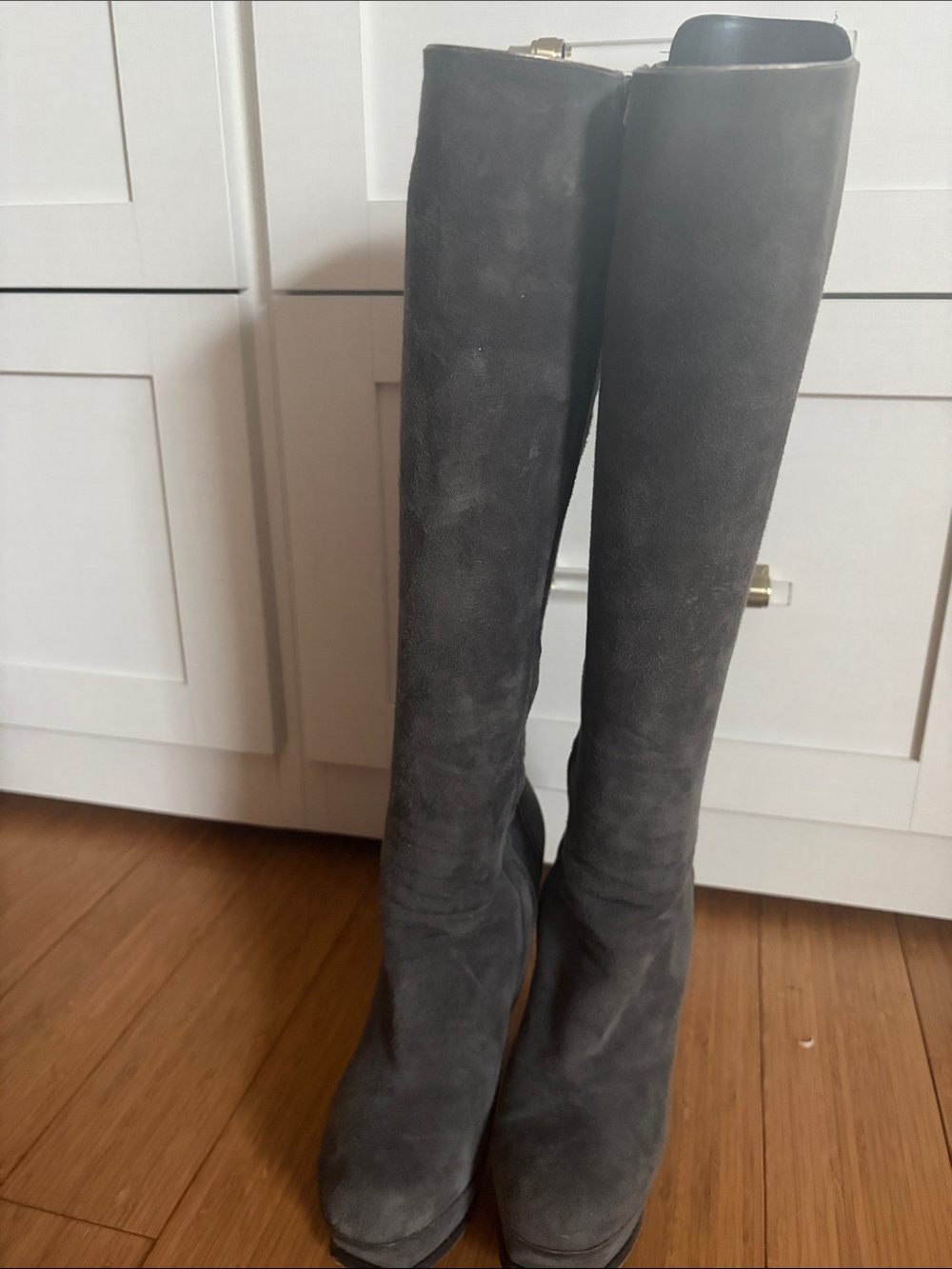 Yves Saint Laurent Gray Suede Over-the-Knee Boots